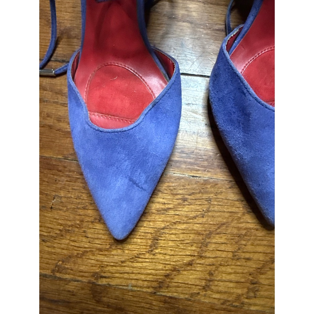 Charles‎ Jourdan Paris Blue Suede Pointed Toe Lace Up Ankle Tie Heels Size 6 - Picture 2 of 8